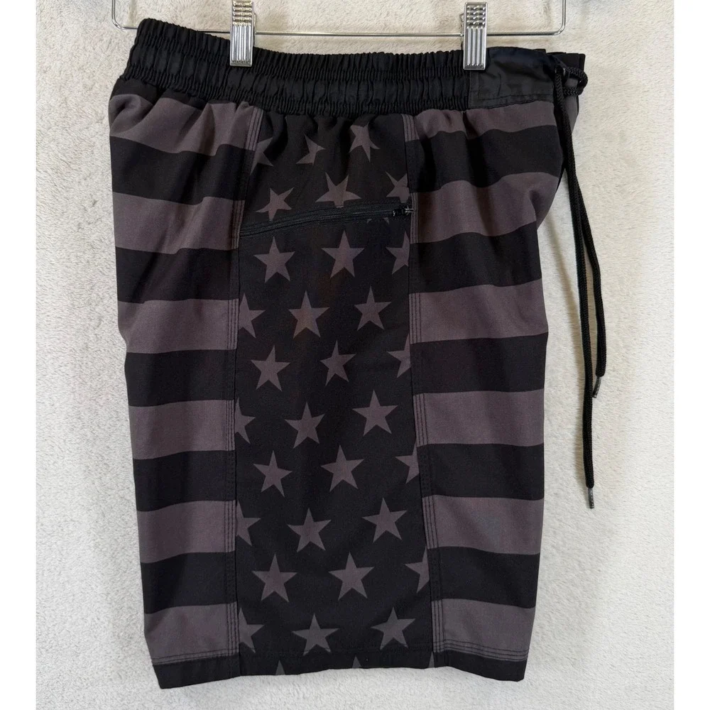 2POOD V4.0 American Flag Board Shorts Men's Medium Stretch Gym Crossfit USA